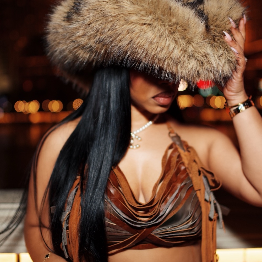 Kim Shui Brown Fur Trapper Hat with Tan Accents